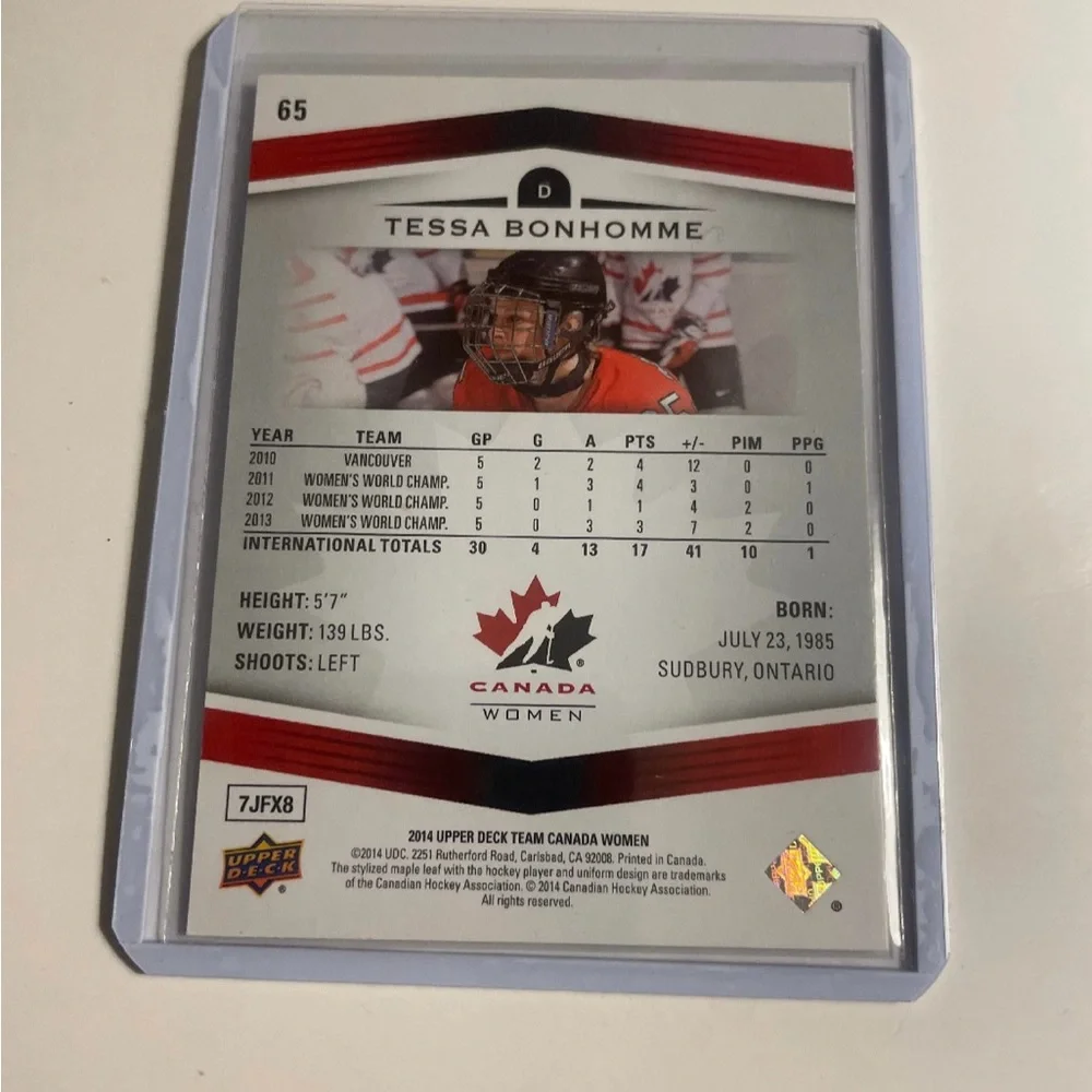 Tessa Bonhomme Team Canada Women Hockey Trading Card - Picture 2 of 2